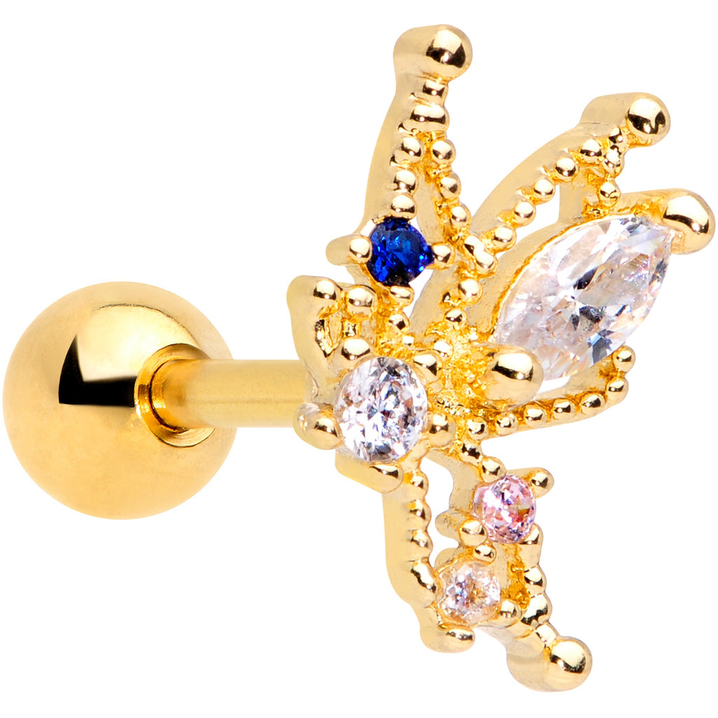 16G 1/4 Clear CZ Gem Star Angel Christmas Cartilage Tragus