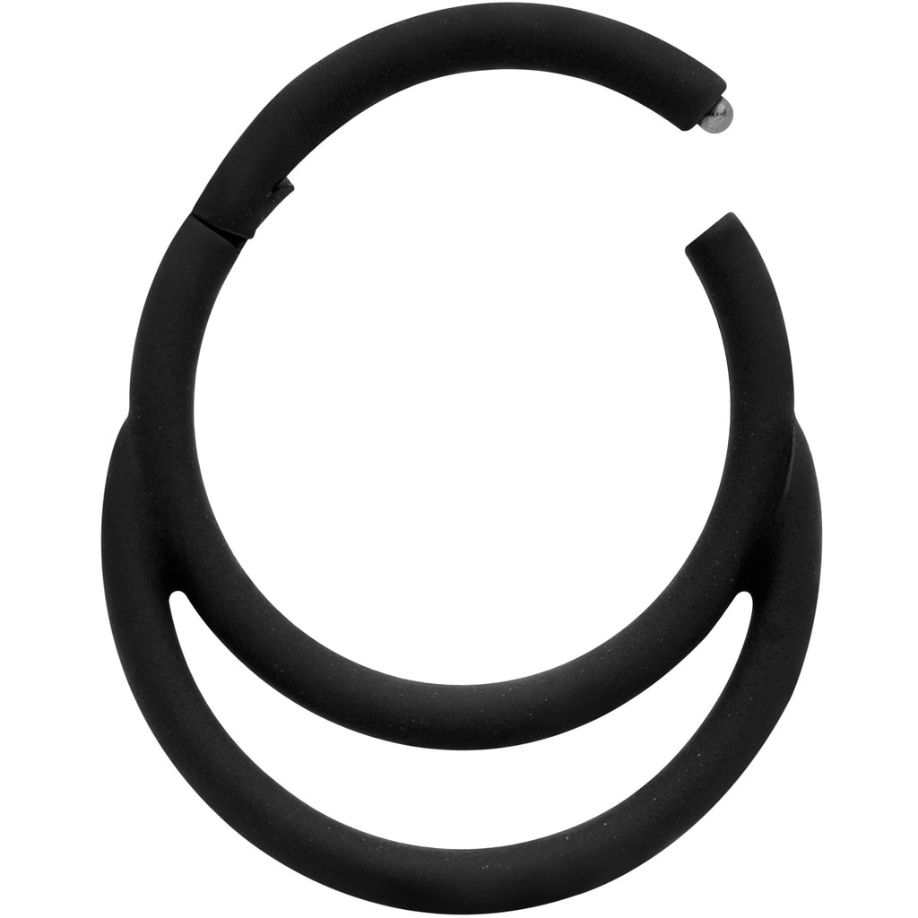18G 3/8 Black Matte Double Circle Cartilage Hinged Segment Ring