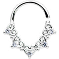 18G 5/16 Clear CZ Gem Heart Filigree Cartilage Closure Ring