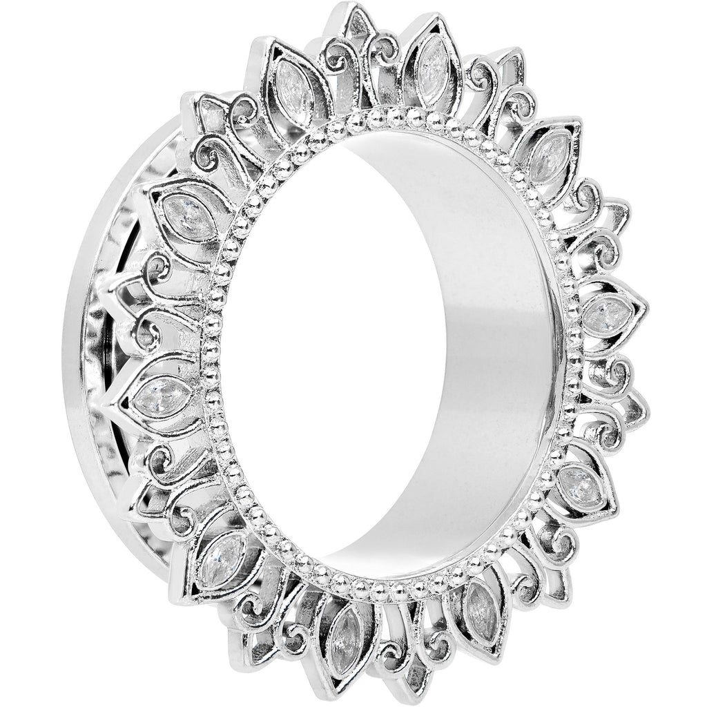 Clear Gem Floral Lotus Screw Fit Tunnel Plug Set
