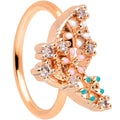 20G 5/16 Clear CZ Gem Rose Gold Hue Abstract Butterfly Nose Hoop