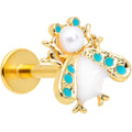 16G 5/16 White Gem Gold Tone Snow Bug Labret Monroe Tragus