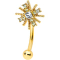 16G 5/16 Clear Gem Gold Tone Star Christmas Curved Eyebrow Ring