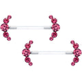 14G 13/16 Pink Gem Bioplast Simple Curve Barbell Nipple Ring Set