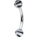 16G 5/16 Matte Grey Zebra Stripe Curved Eyebrow Ring