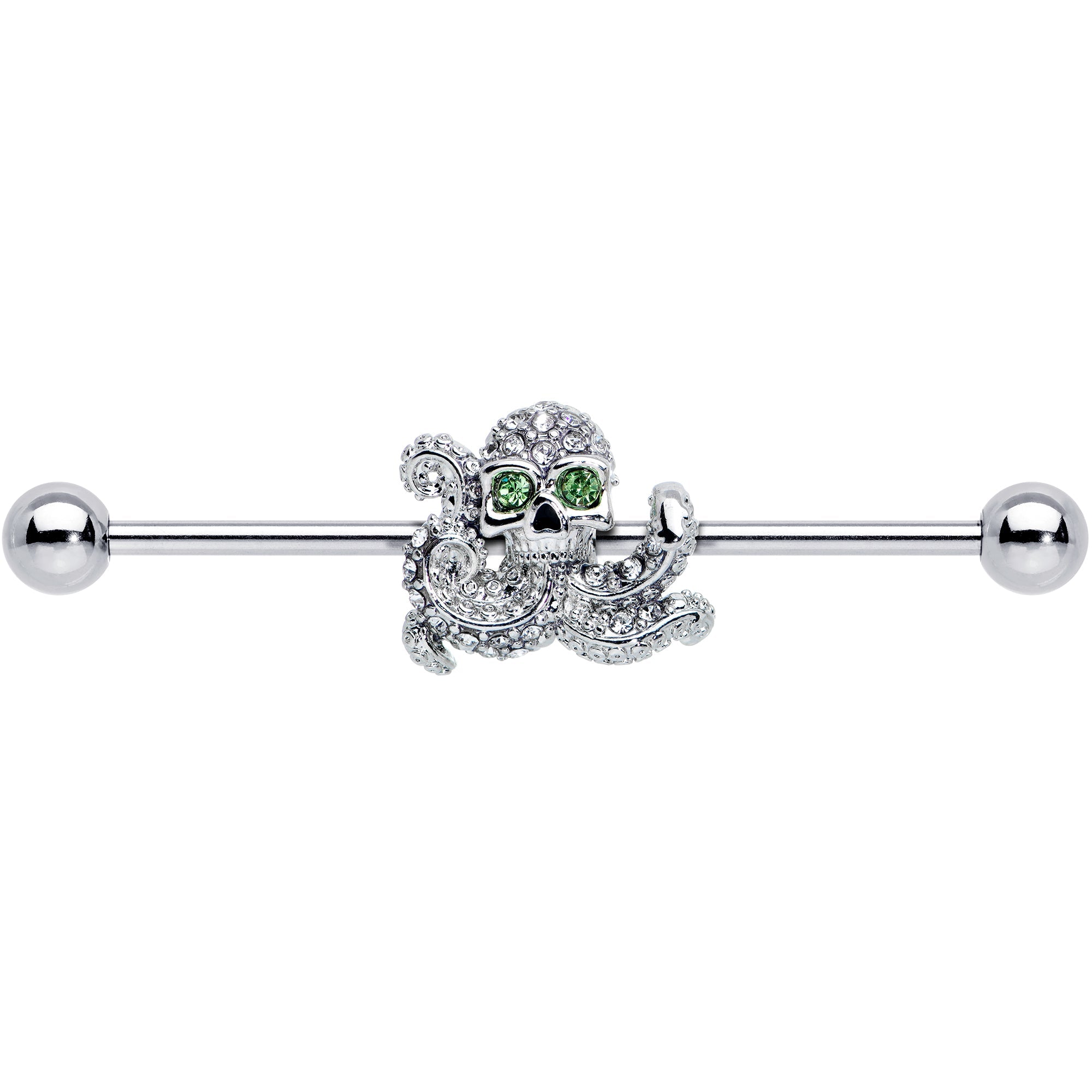 14G Clear Green Gem Sunglasses Octopus Industrial Barbell 38mm