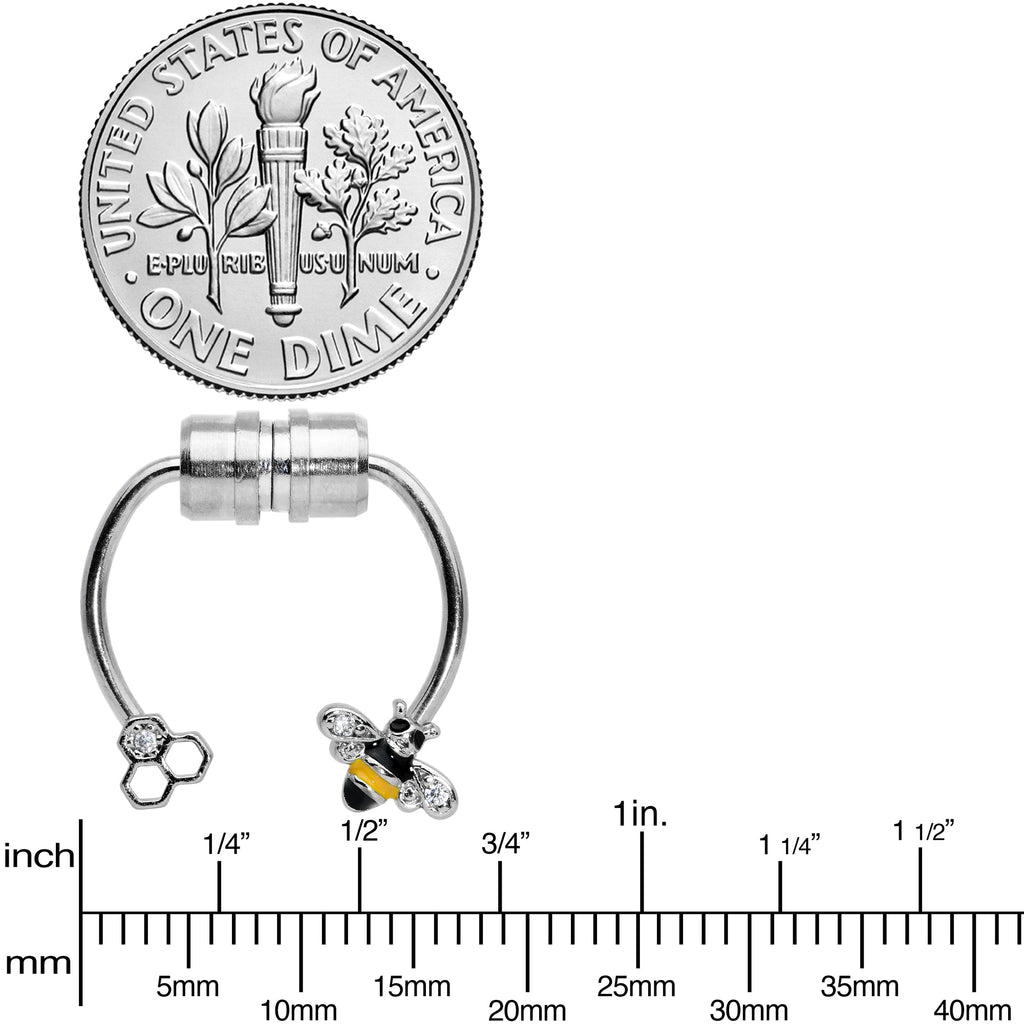 Clear Gem Bee Hive Non Pierced Magnetic Clip On Fake Septum Ring