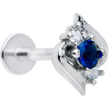 16G 5/16 Clear Blue Gem Oval Swirl Labret Monroe Tragus