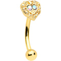 16G 5/16 Aurora Gem Gold Tone Baroque Heart Curved Eyebrow Ring