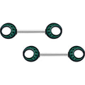 14G 9/16 Deep Green Moon Glow in the Dark Barbell Nipple Ring Set