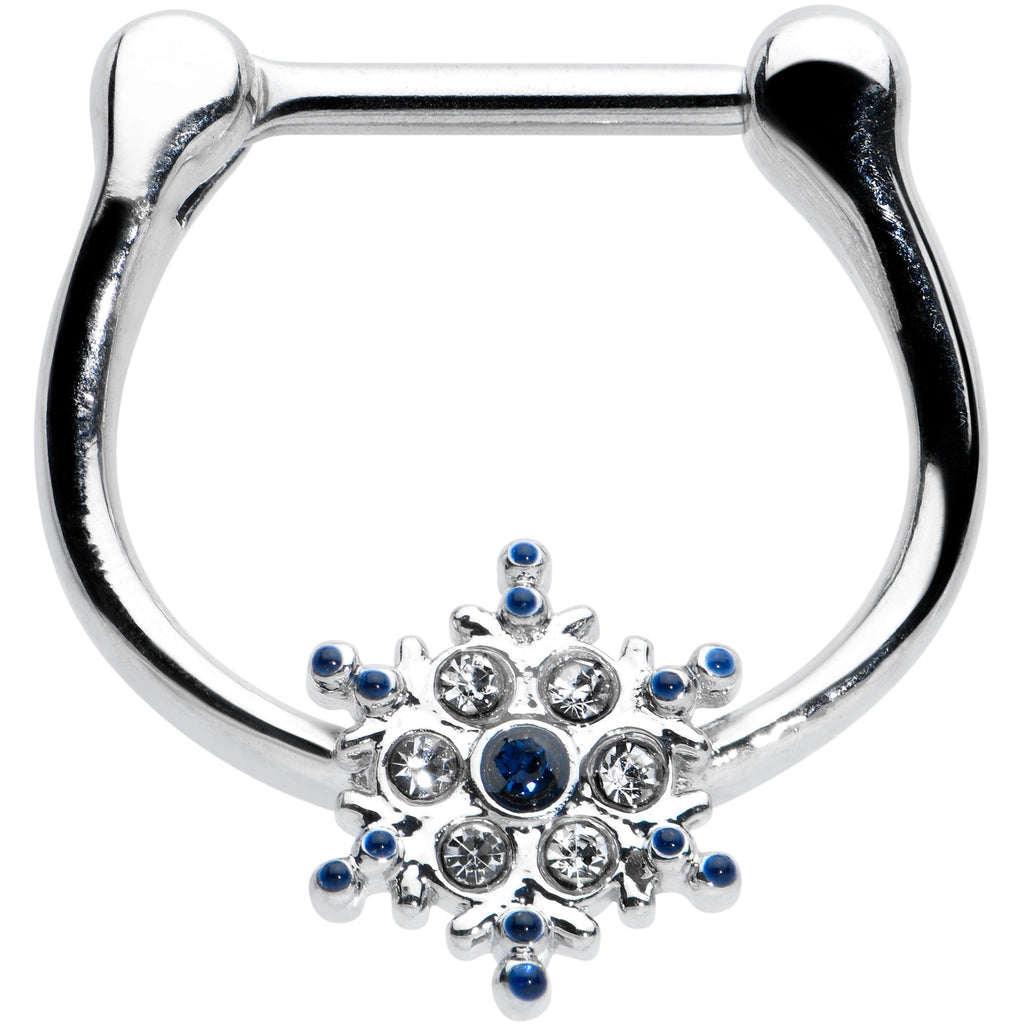 16G 5/16 Blue Gem Festive Snowflake Christmas Cartilage Clicker