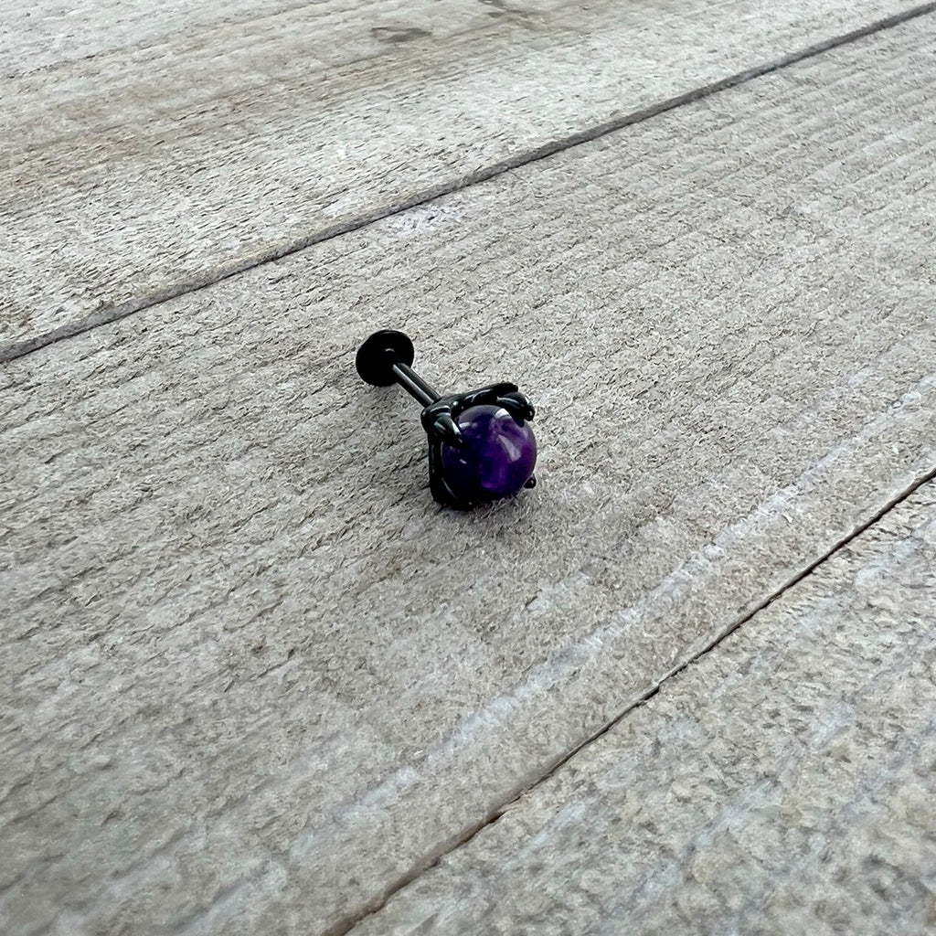 16G 5/16 Purple Amethyst Black Claw Hand Labret Monroe Tragus