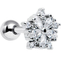 16G 1/4 Clear CZ Gem Floral Burst Cartilage Tragus Earring