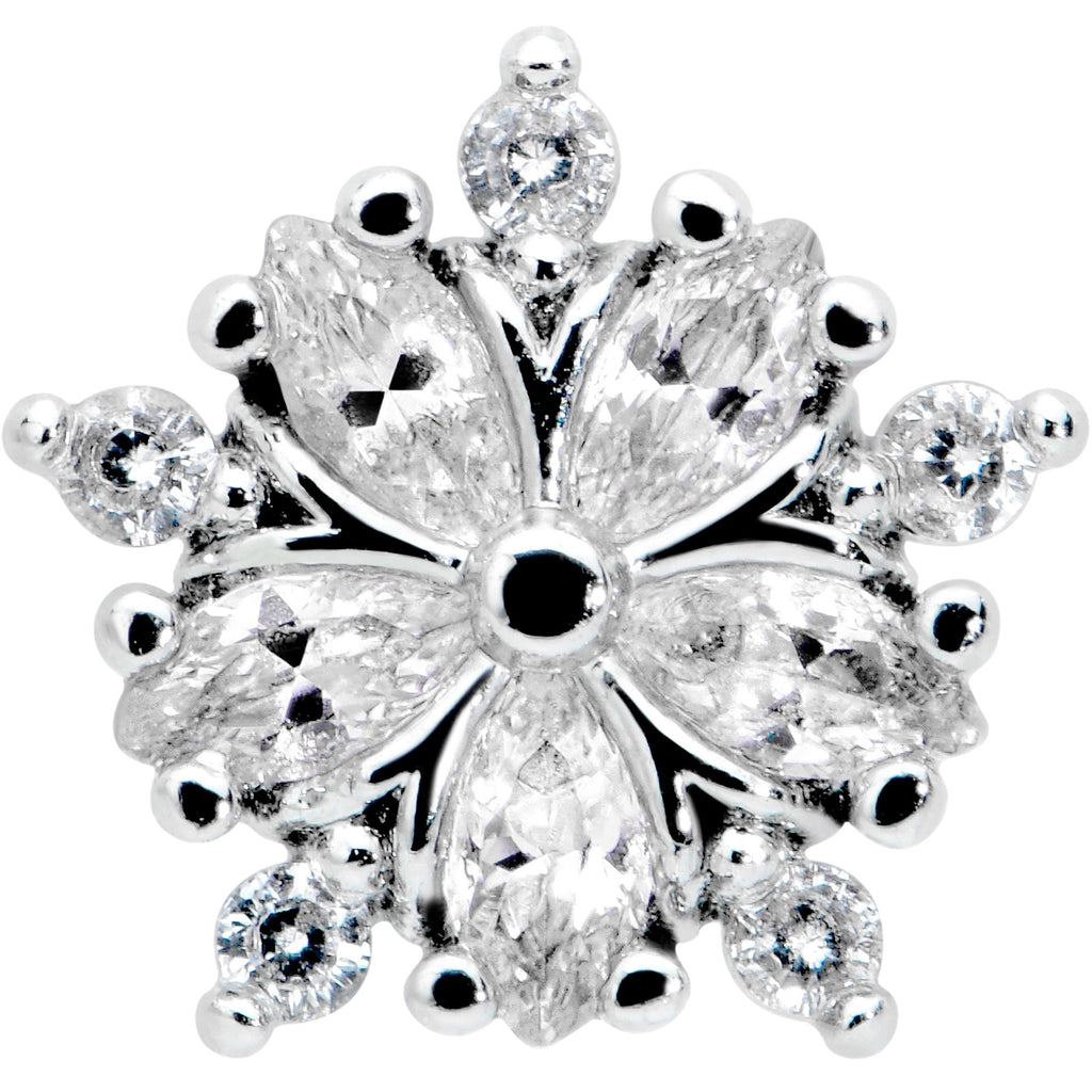 16G 1/4 Clear CZ Gem Floral Burst Cartilage Tragus Earring