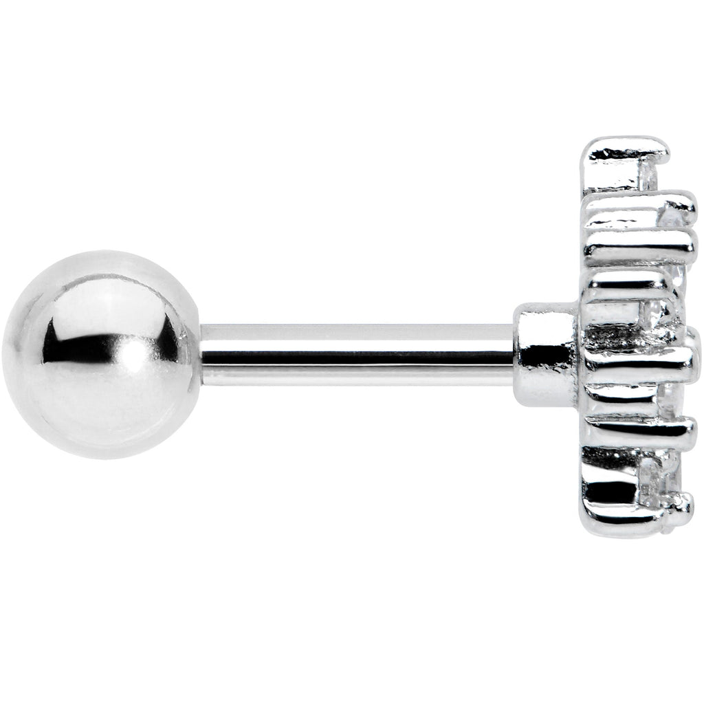 16G 1/4 Clear CZ Gem Floral Burst Cartilage Tragus Earring