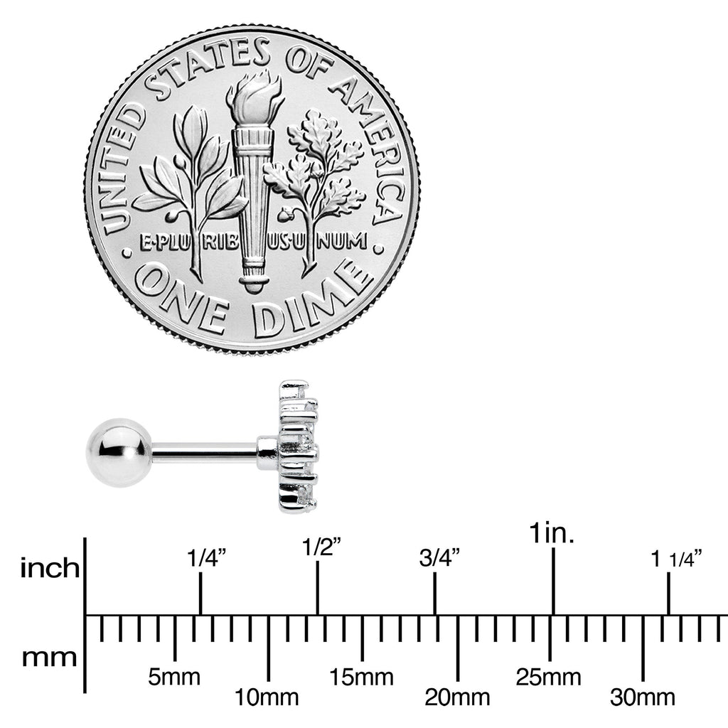 16G 1/4 Clear CZ Gem Floral Burst Cartilage Tragus Earring