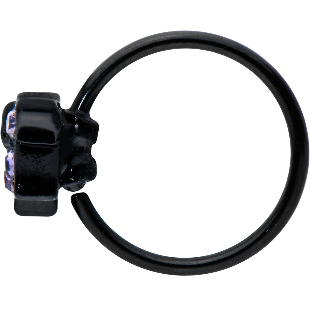 20G 5/16 Purple Gem Black Skull Blossom Nose Hoop