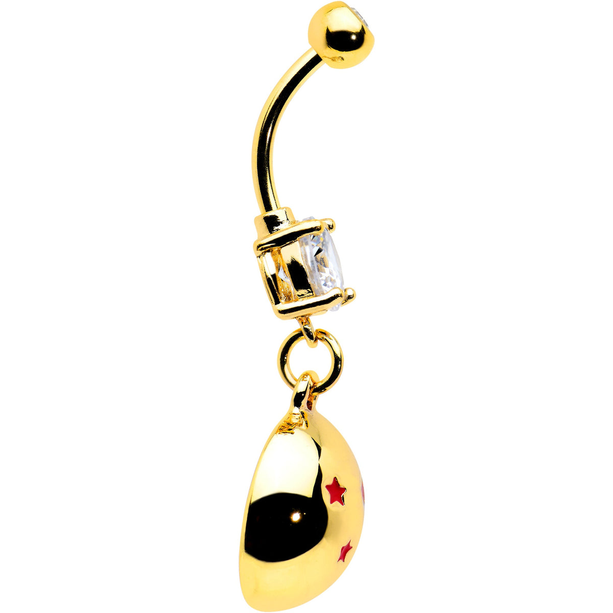 Licensed Dragonball Z Clear CZ Gem Gold Hue Starball Dangle Belly Ring