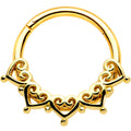 16G 3/8 Gold Tone Filigree Hearts Hinged Segment Ring