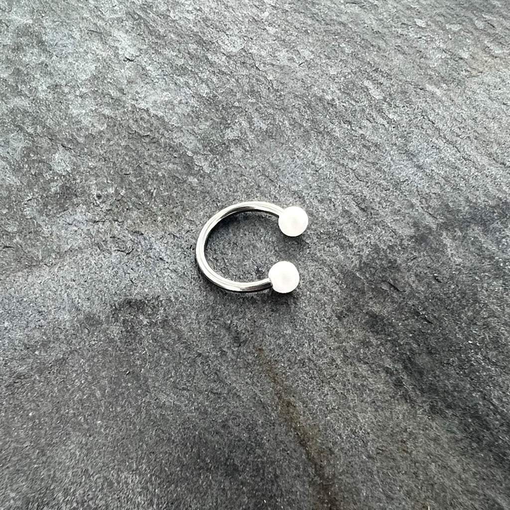 16G 3/8 Matte White Aurora Horseshoe Circular Barbell