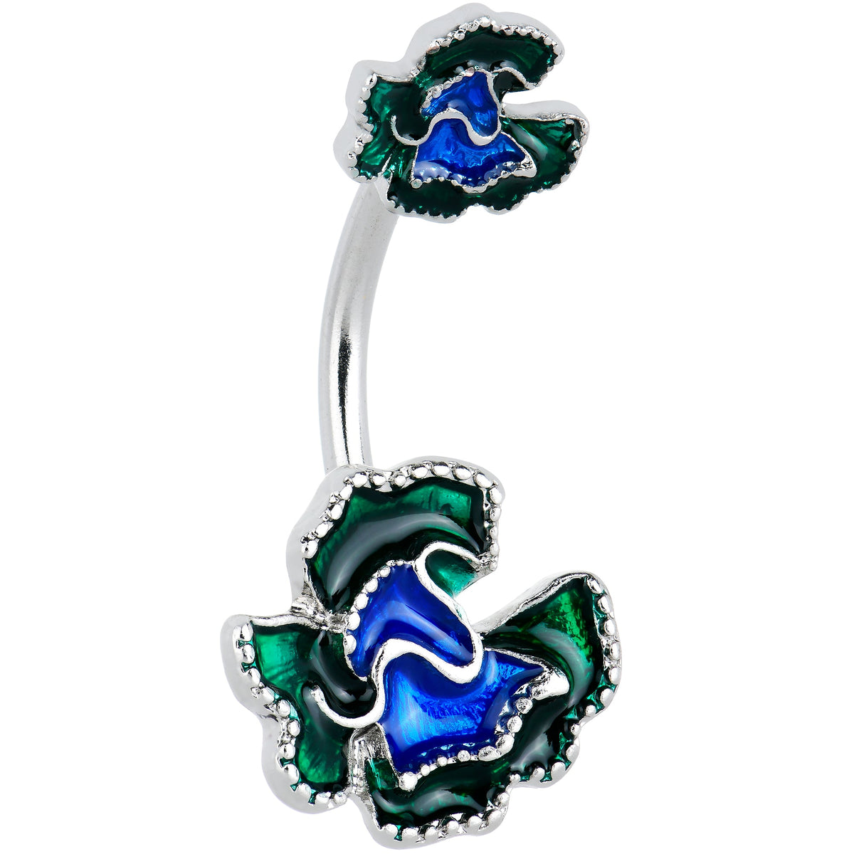 Spring Flower Green Blue Double Mount Belly Ring