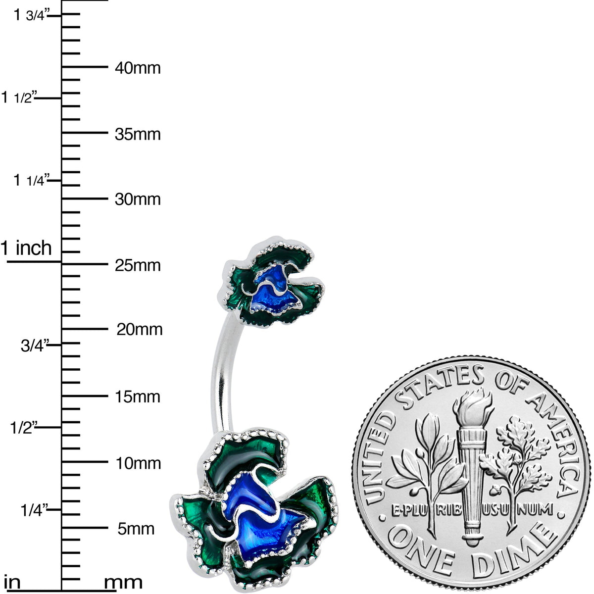 Spring Flower Green Blue Double Mount Belly Ring