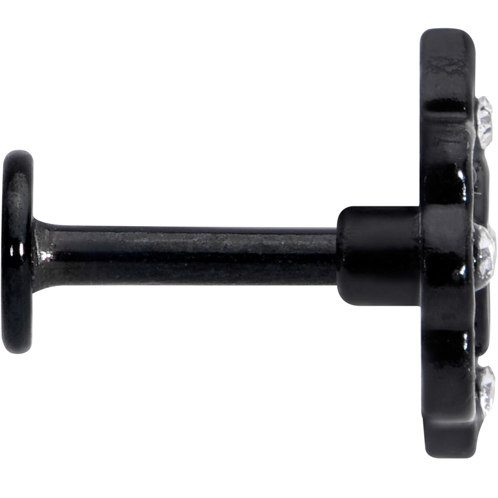 16G 1/4 CZ Faux Tourmaline Black Lacy Drop Labret