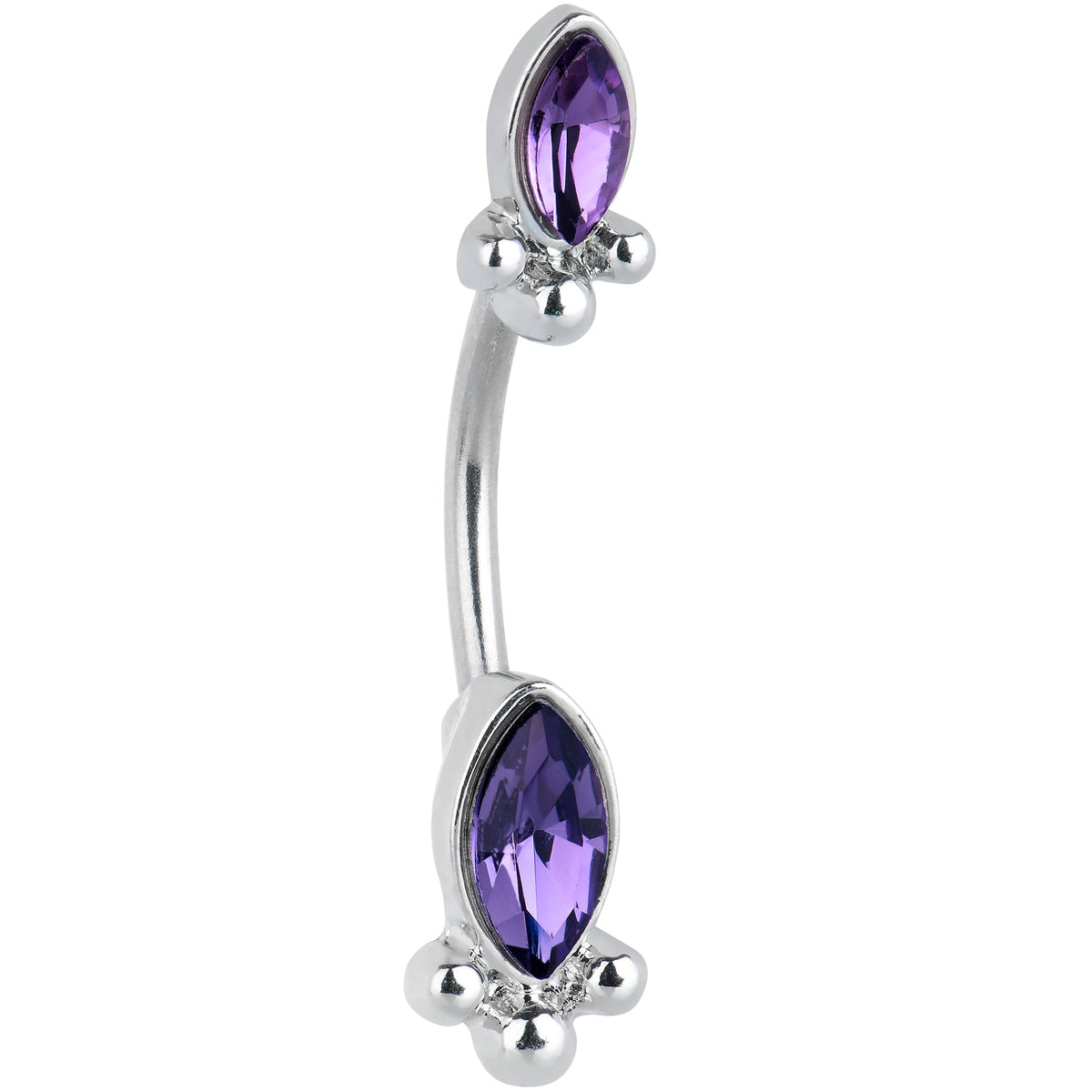 Purple Gem Art Deco Ovals Double Mount Belly Ring