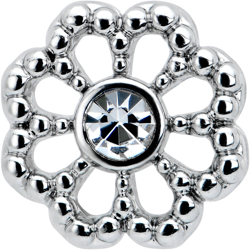 20G 7mm Clear Gem Epic Fabulous Flower L Shape Nose Ring