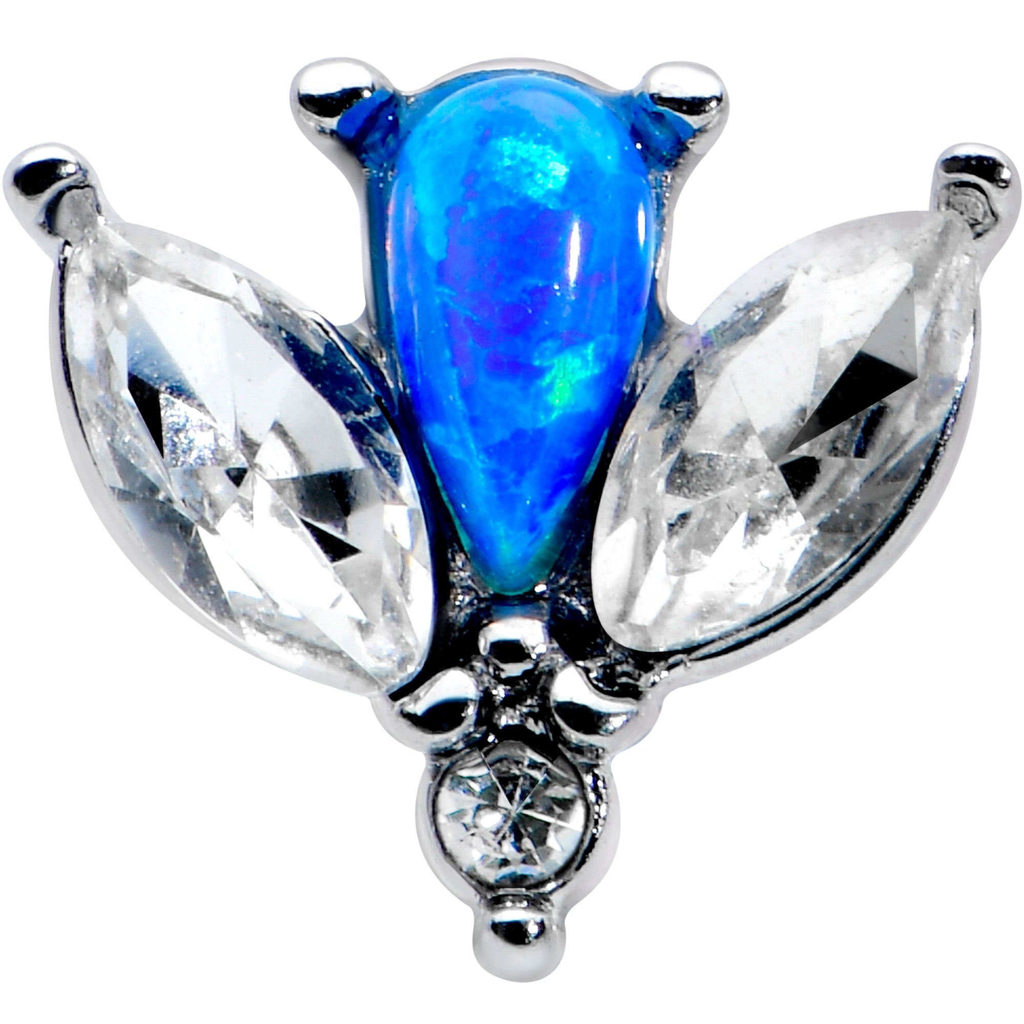 16G 5/16 Blue Synthetic Opal Style Flower Labret Monroe Tragus