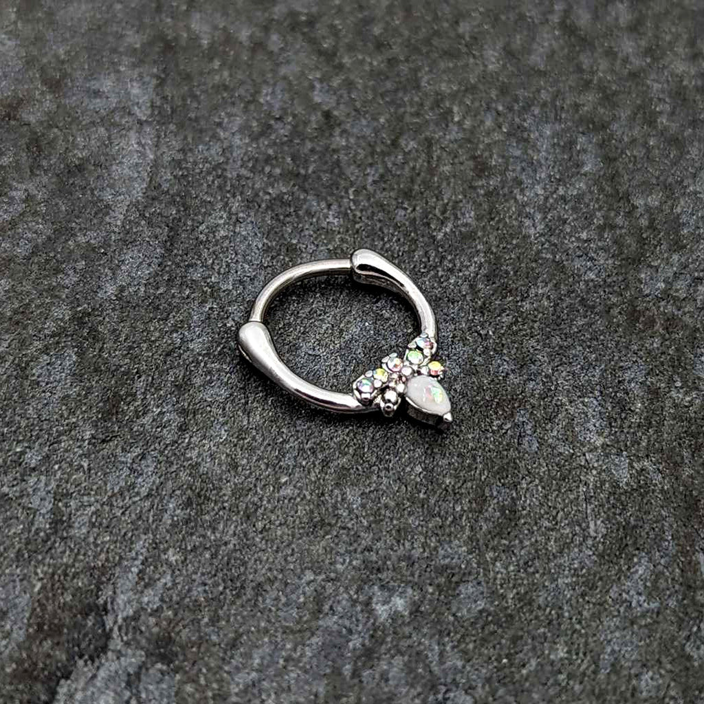 16G 5/16 White Faux Opal Bee Glamour Cartilage Clicker