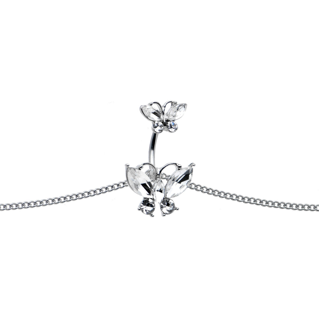 Clear Gem Butterfly Beauties Double Mount Belly Ring Belly Chain