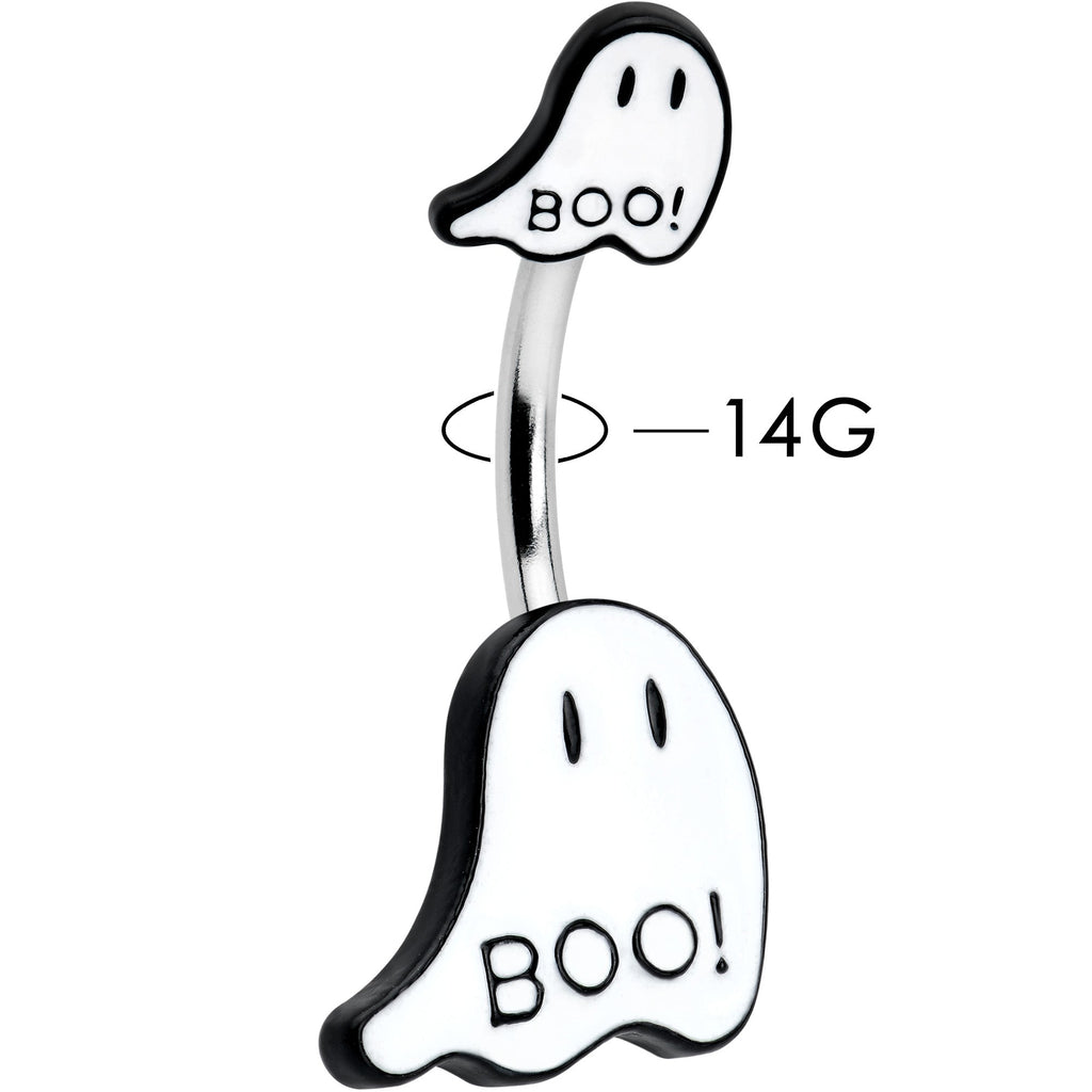 Halloween White Glow in the Dark Ghosts Double Mount Belly Ring