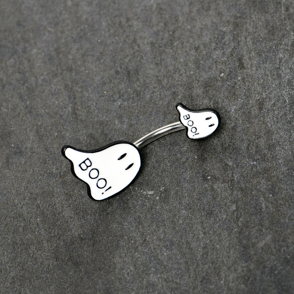 Halloween White Glow in the Dark Ghosts Double Mount Belly Ring