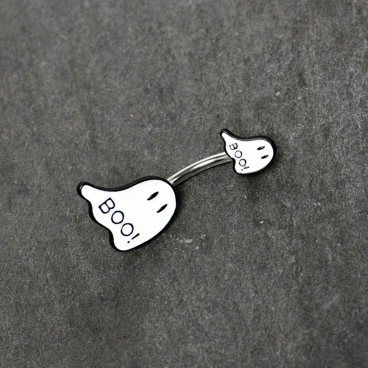 Halloween White Glow in the Dark Ghosts Double Mount Belly Ring