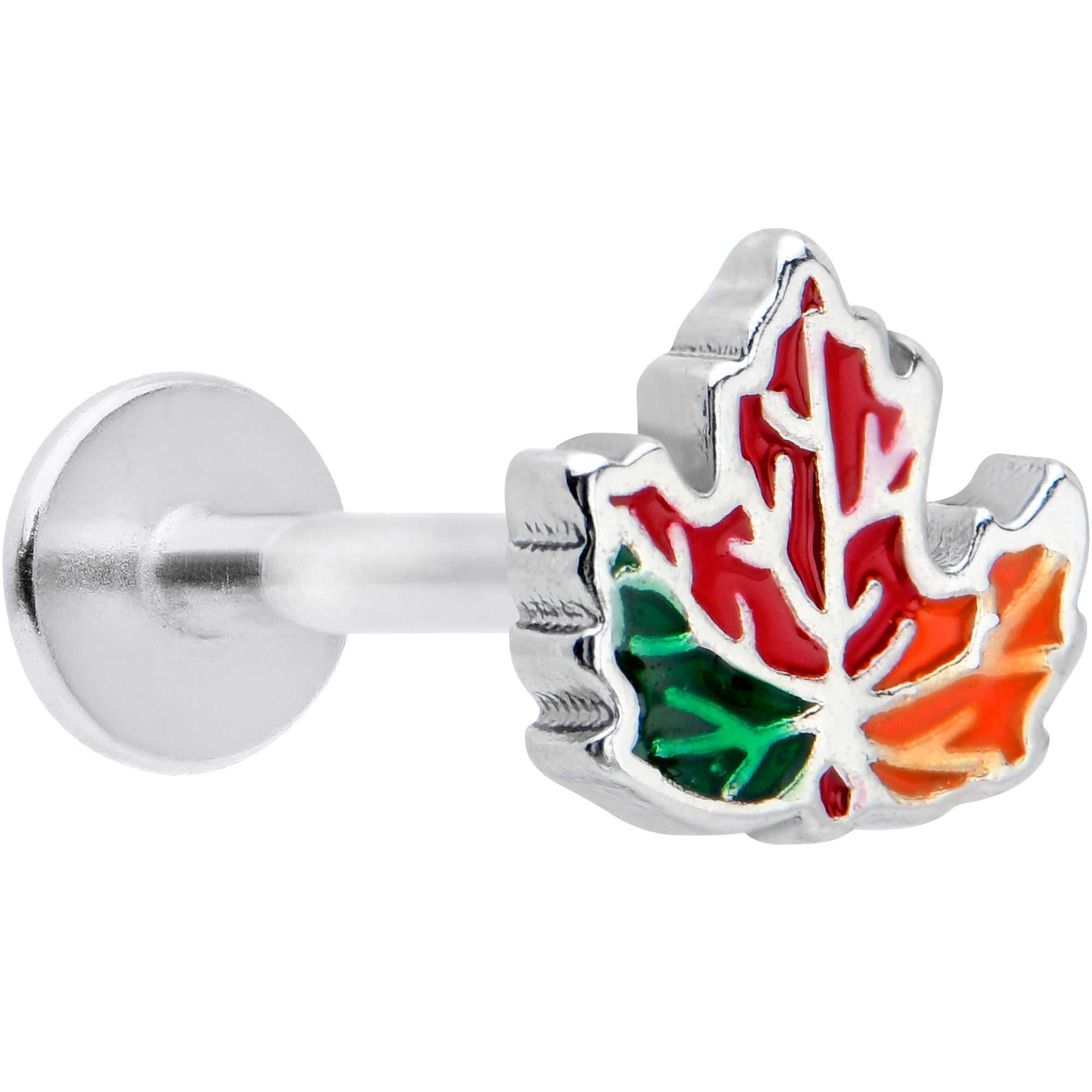 16G 5/16 Autumn Tricolor Red Maple Leaf Labret Monroe Tragus