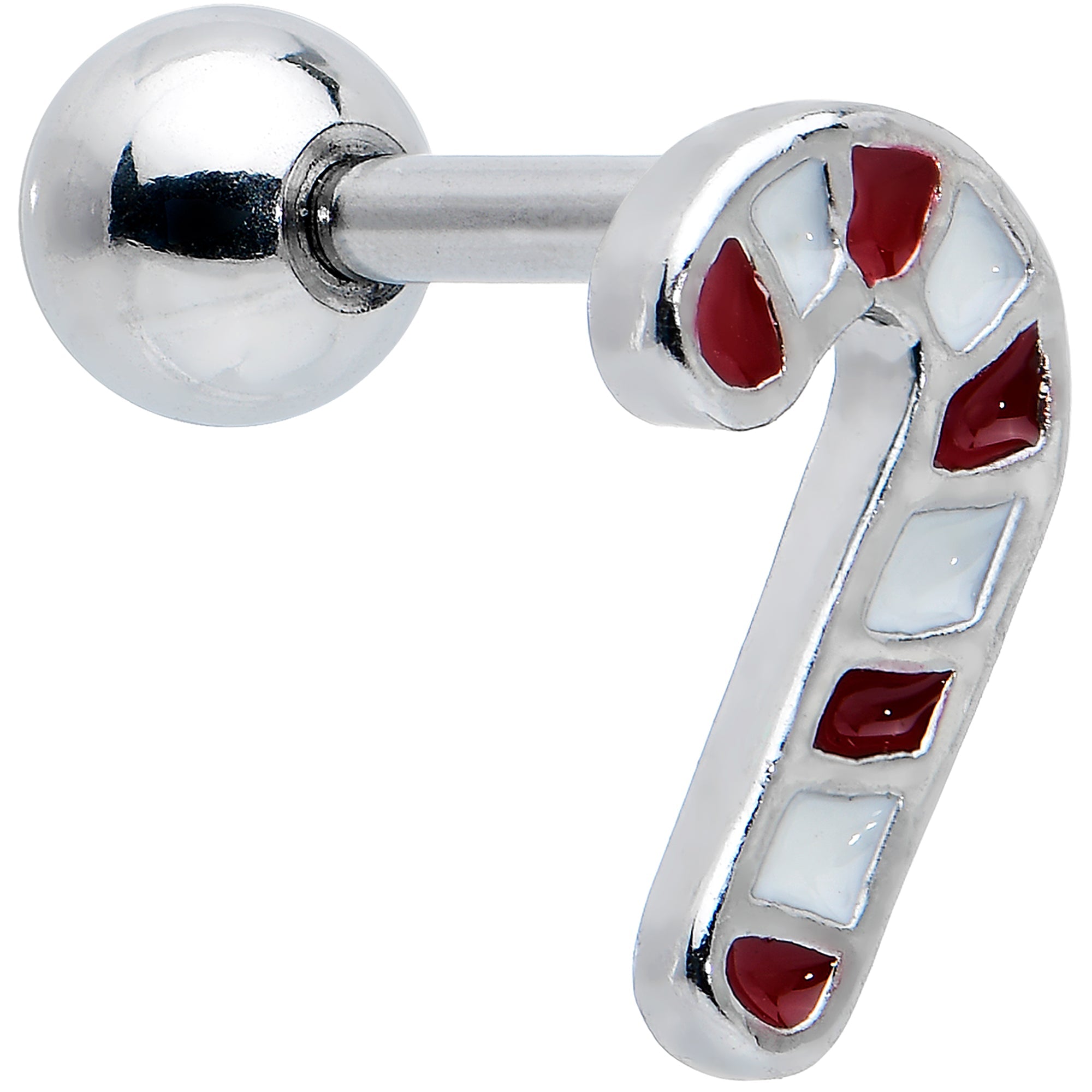 16G 1/4 Clear Gem Stocking Candy Cane Cartilage Earring Set of 3