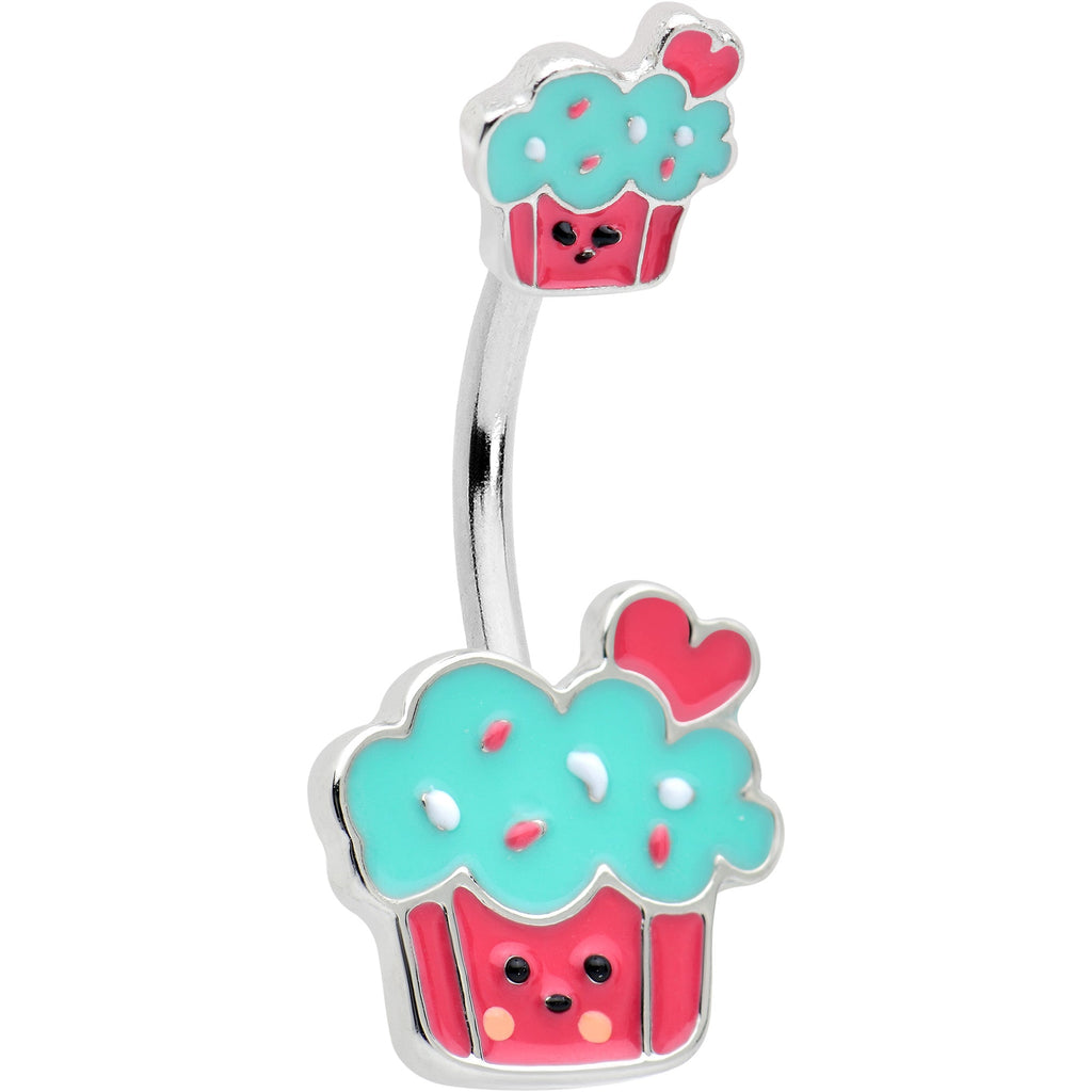 Sydney Belle Girlfriend Collection Sweet Happy Cupcake Pink Blue Double Mount Belly Ring