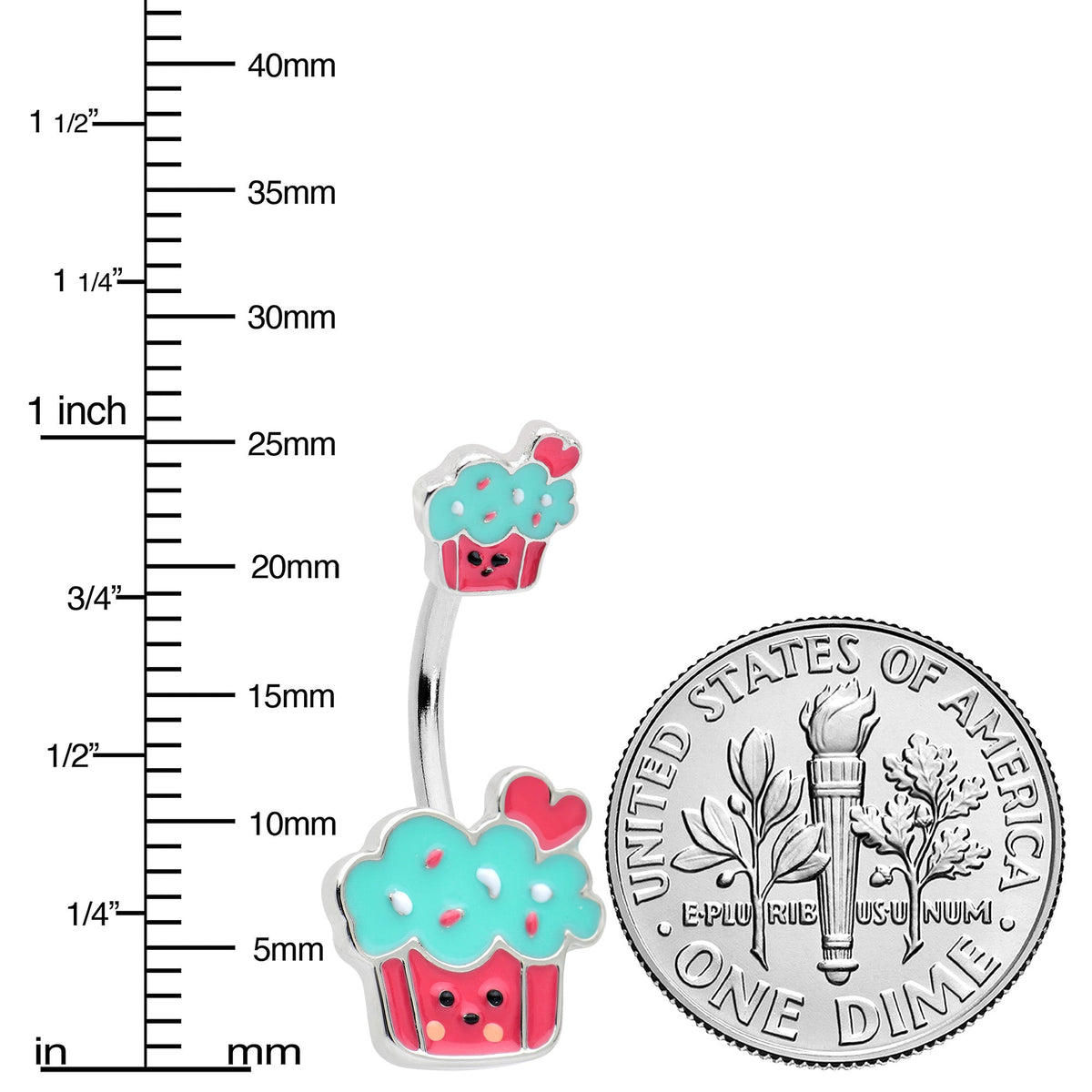 Sydney Belle Girlfriend Collection Sweet Happy Cupcake Pink Blue Double Mount Belly Ring