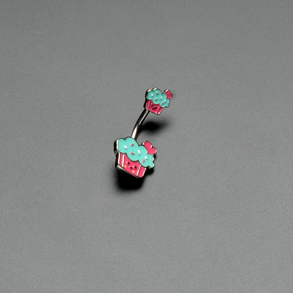Sydney Belle Girlfriend Collection Sweet Happy Cupcake Pink Blue Double Mount Belly Ring