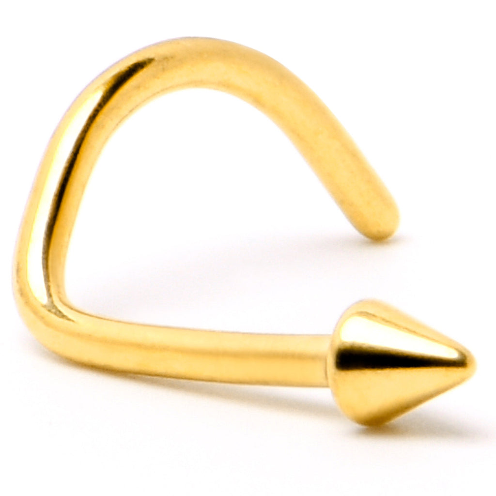 20G 1/4 Gold Hue ASTM F-136 Implant Grade Titanium Cone End Left Side Nose Screw