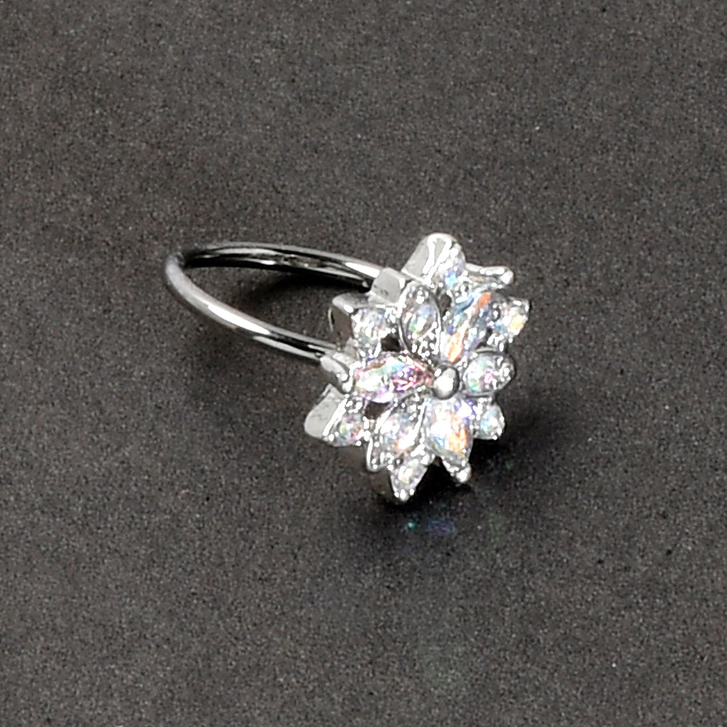 20G 5/16 Aurora CZ Gem Snowflake Style Nose Hoop