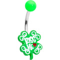 UV Glow Kiss Me Shamrock St Patricks Day Belly Ring