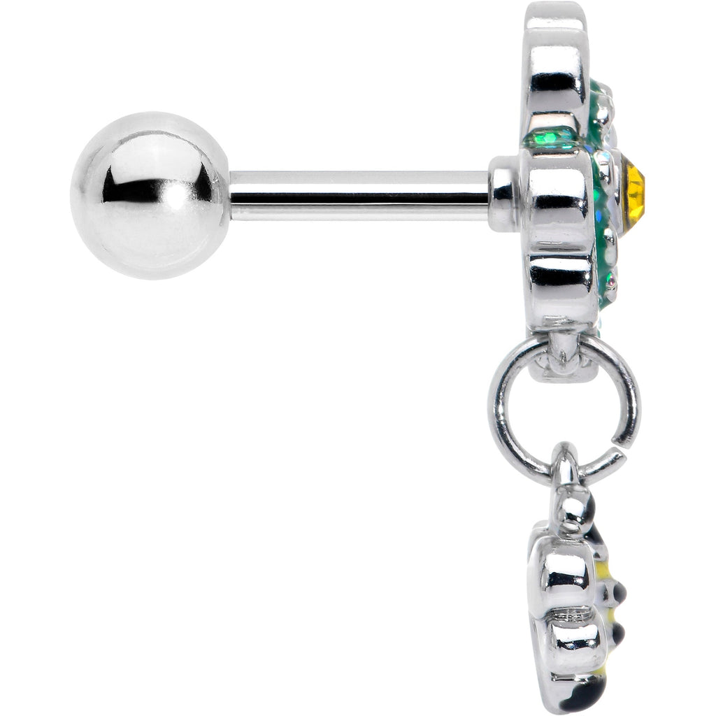 16G 1/4 Yellow Gem Daisy Bee Glittery Cartilage Tragus Earring