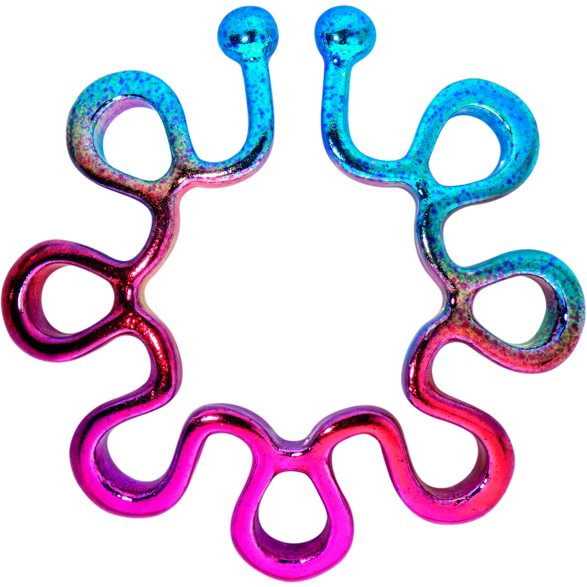 Rainbow Trippy Flower Clip On Fake Nipple Ring Set