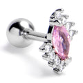 16G 1/4 Pink Gem Firey Drop Cartilage Tragus Earring