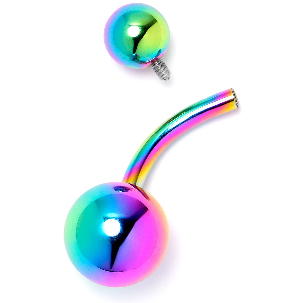 Rainbow ASTM F-136 Implant Grade Titanium Internally Threaded Belly Ring
