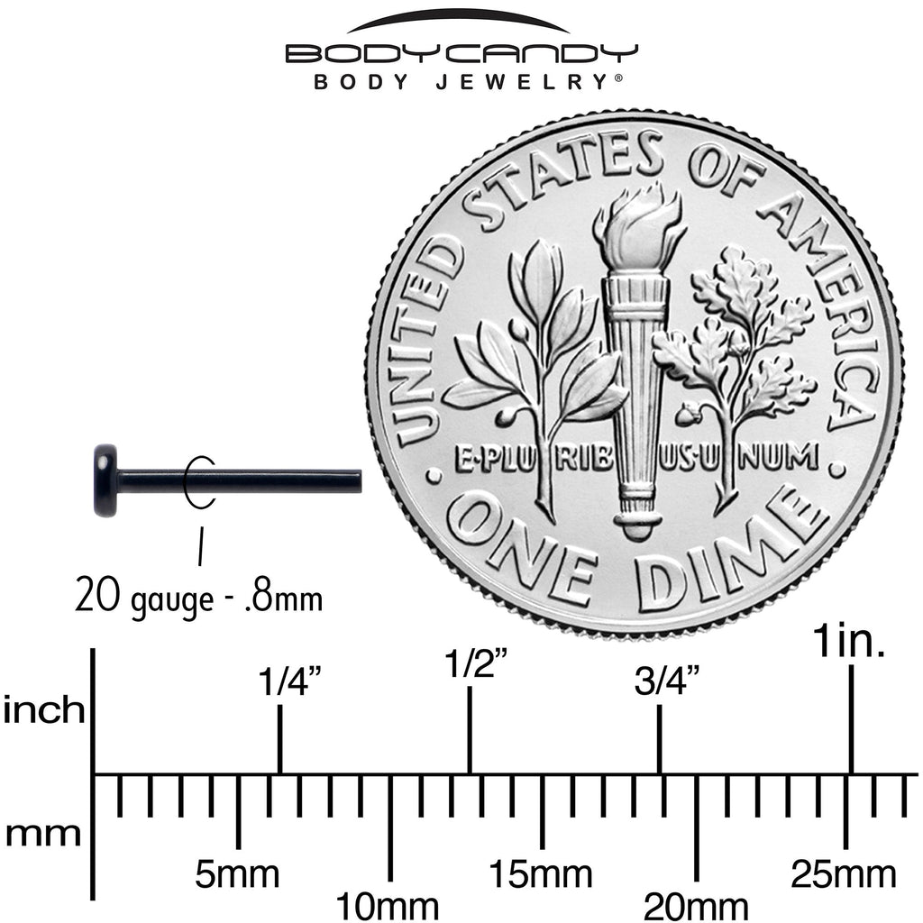 20G 5/16 Black ASTM F-136 Implant Grade Titanium Threadless Post Only Labret