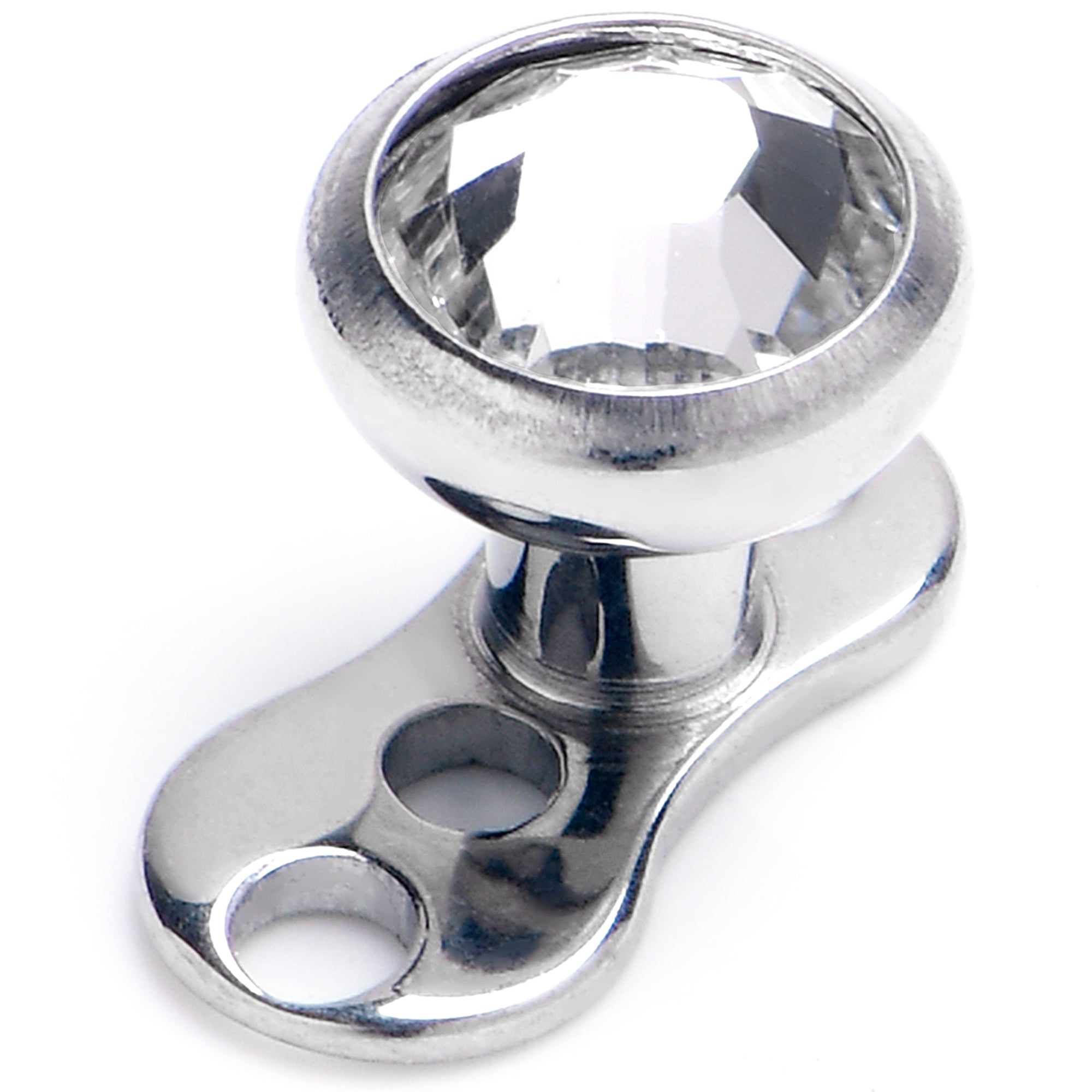 16G 4mm Gem Bezel Top 3 Hole Dermal Implant Grade Titanium Anchor Base