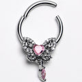 16G 3/8 Clear Gem Whimsical Butterfly Segment Ring with Dangle